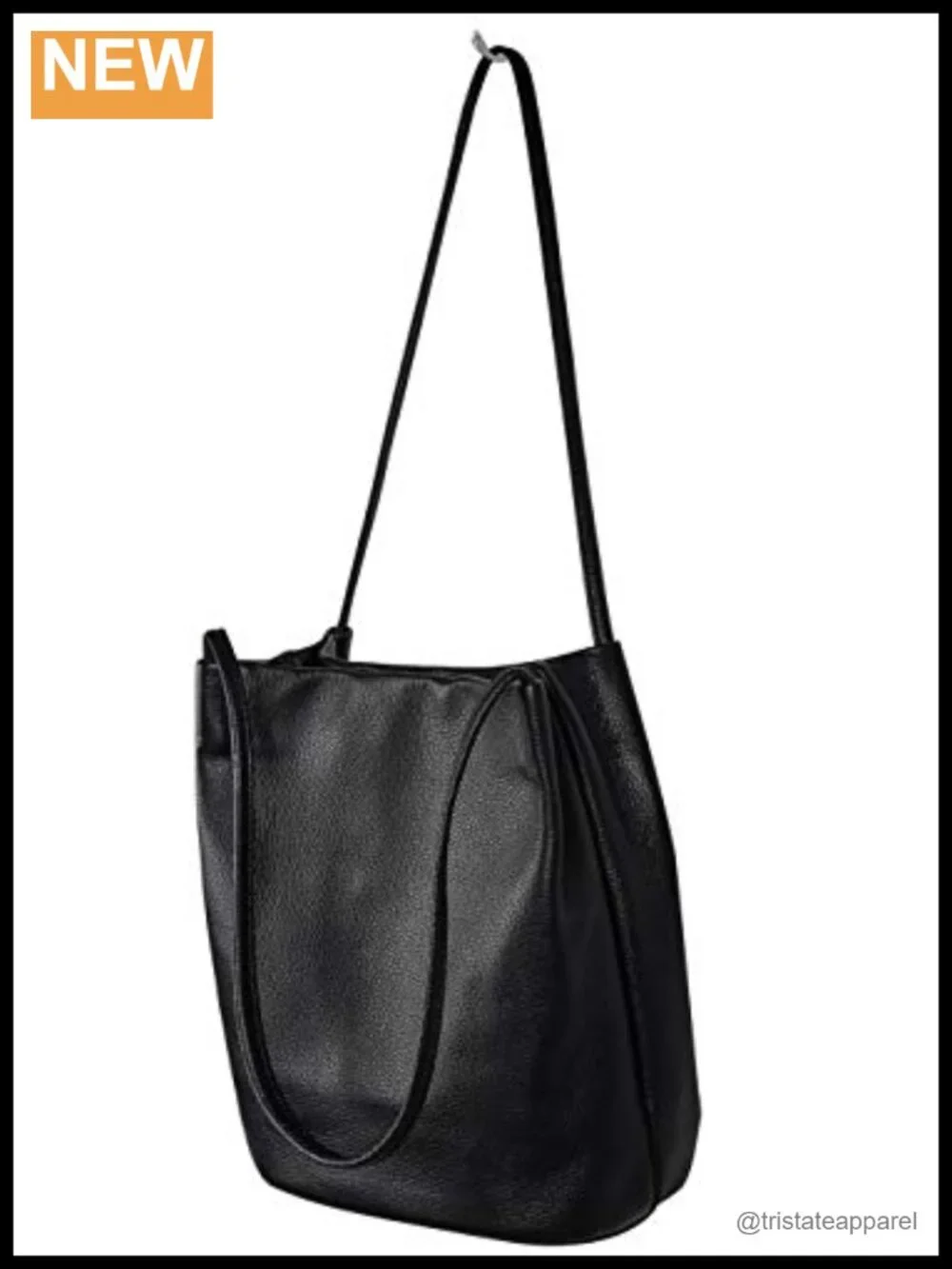 Genuine Leather Bucket Tote Hobo Shoulder Handbag with Zip Pockets